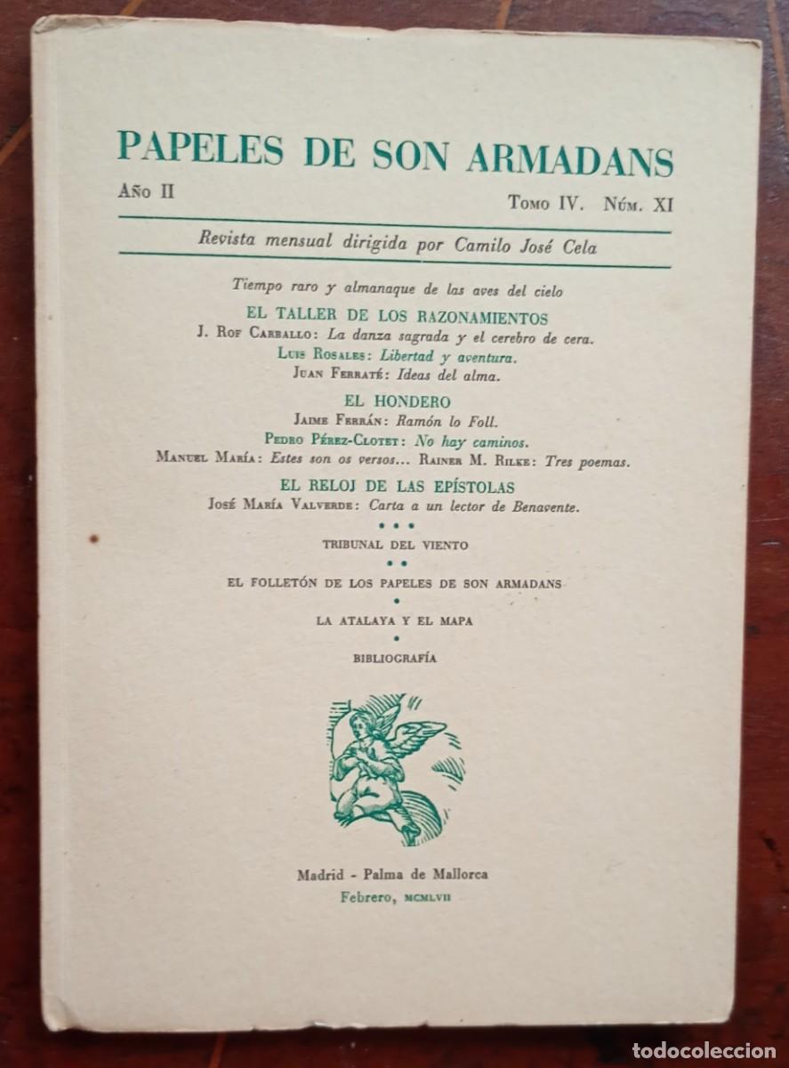 Coleccionismo de revistas y peri&oacute;dicos: PAPELES DE SON ARMADANS Ano II Tomo IV Num. XI libro intonso