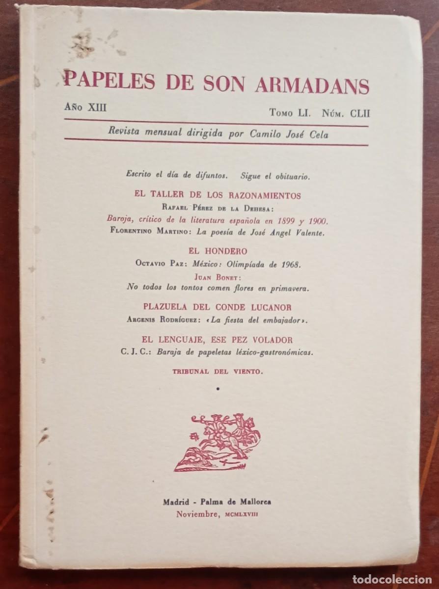 Coleccionismo de revistas y peri&oacute;dicos: PAPELES DE SON ARMADANS Ano XIII Tomo XI Num. CLII libro intonso