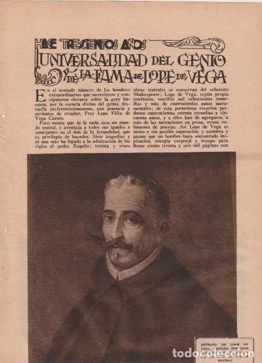 Coleccionismo de revistas y peri&oacute;dicos: La fama de Lope de Vega / M.R. Blanco Belmonte -1935