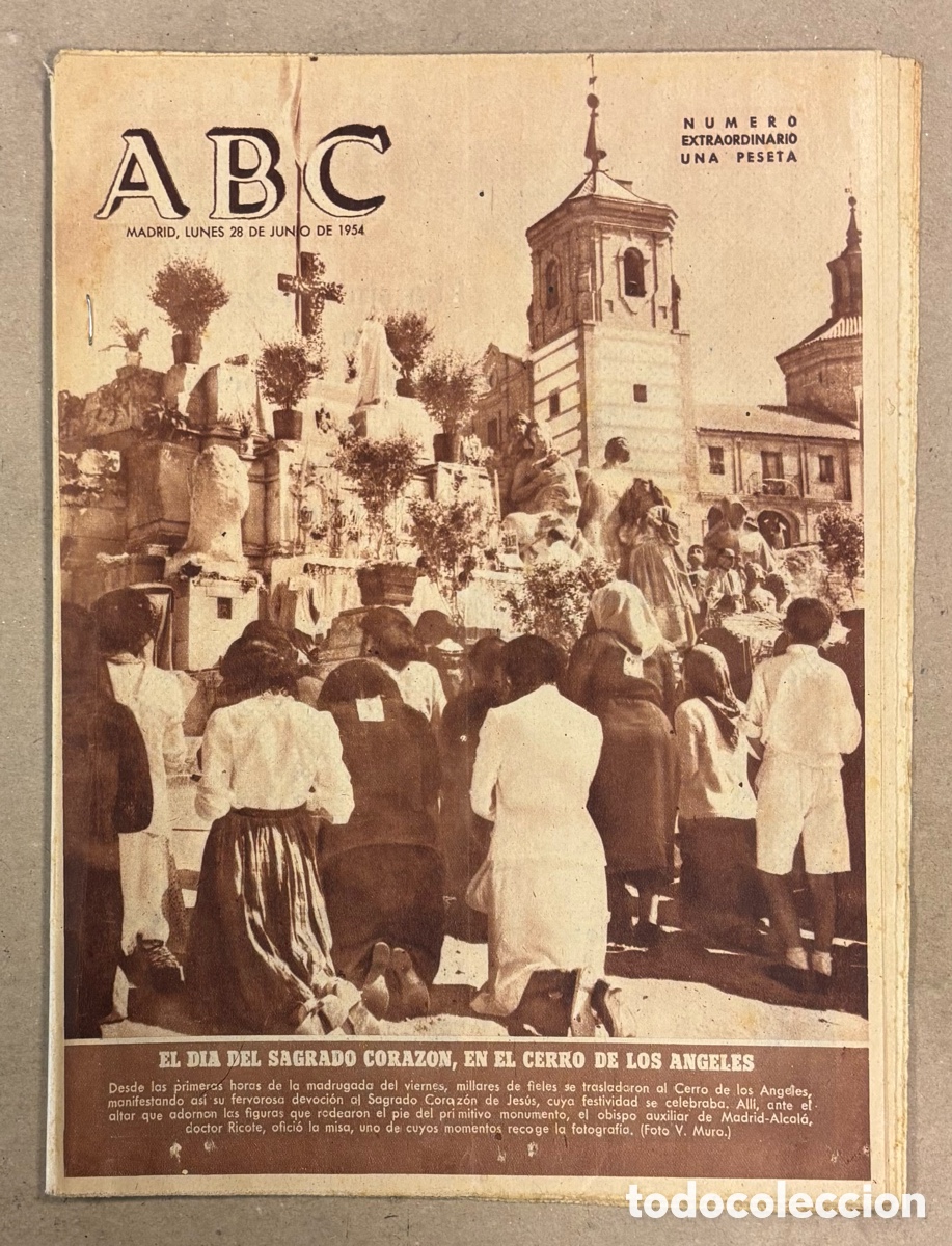 Coleccionismo de revistas y peri&oacute;dicos: ABC (28 DE JUNIO DE 1954). EL D&Iacute;A DEL SAGRADO CORAZ&Oacute;N EN EL CERRO DE LOS &Aacute;NGELES,..