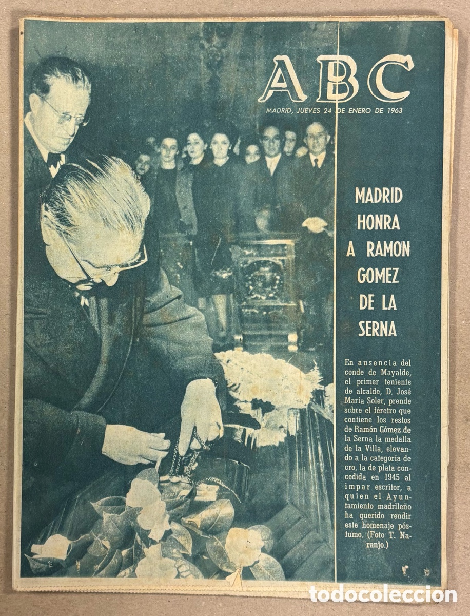 Coleccionismo de revistas y peri&oacute;dicos: ABC (24 DE ENERO DE 1963). MADRID HONRANA RAM&Oacute;N G&Oacute;MEZ DE LA SERNA,&hellip;