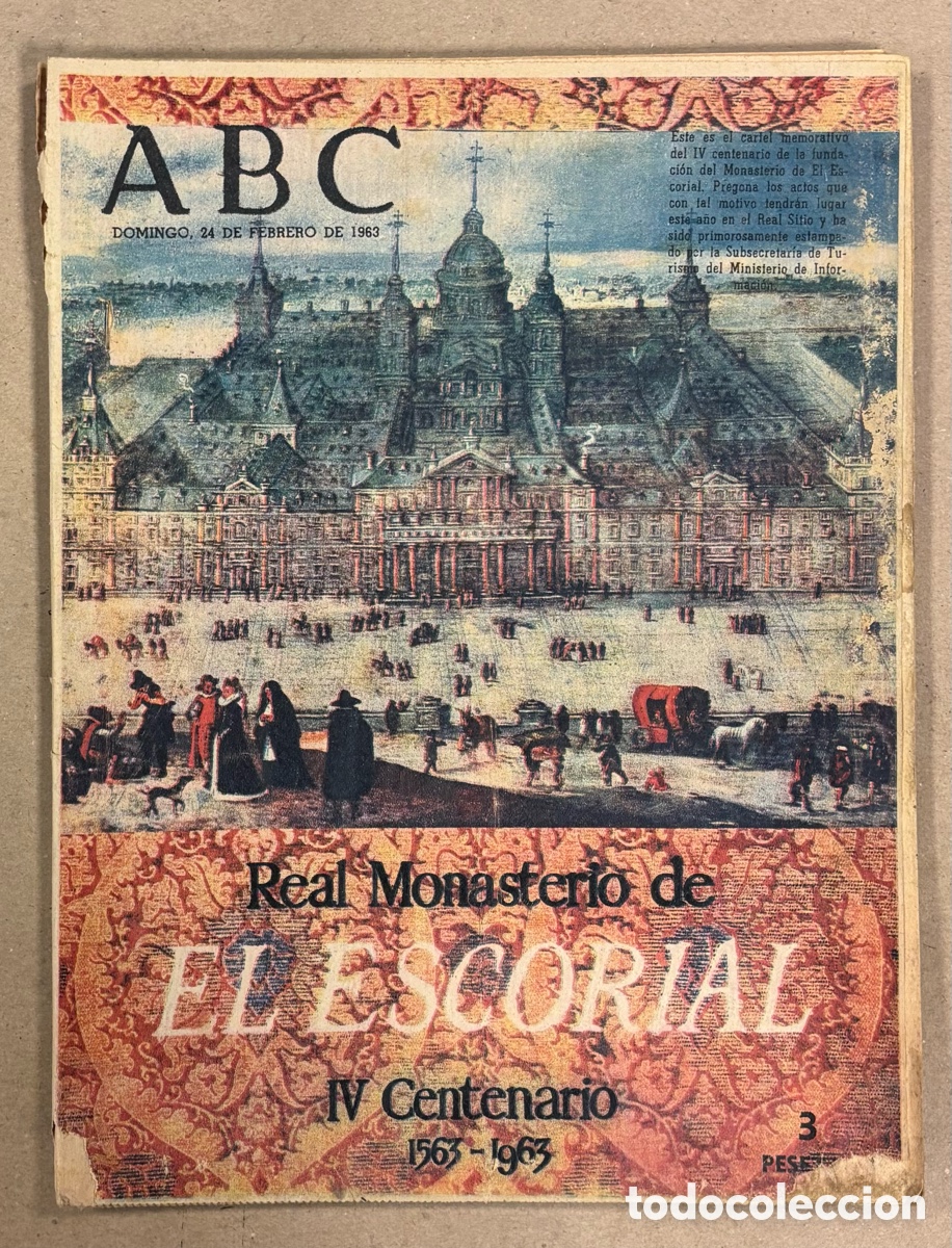 Coleccionismo de revistas y peri&oacute;dicos: ABC (24 DE FEBRERO DE 1963). REAL MONASTERIO DE EL ESCORIAL IV CENTENARIO 1563-1963,&hellip;