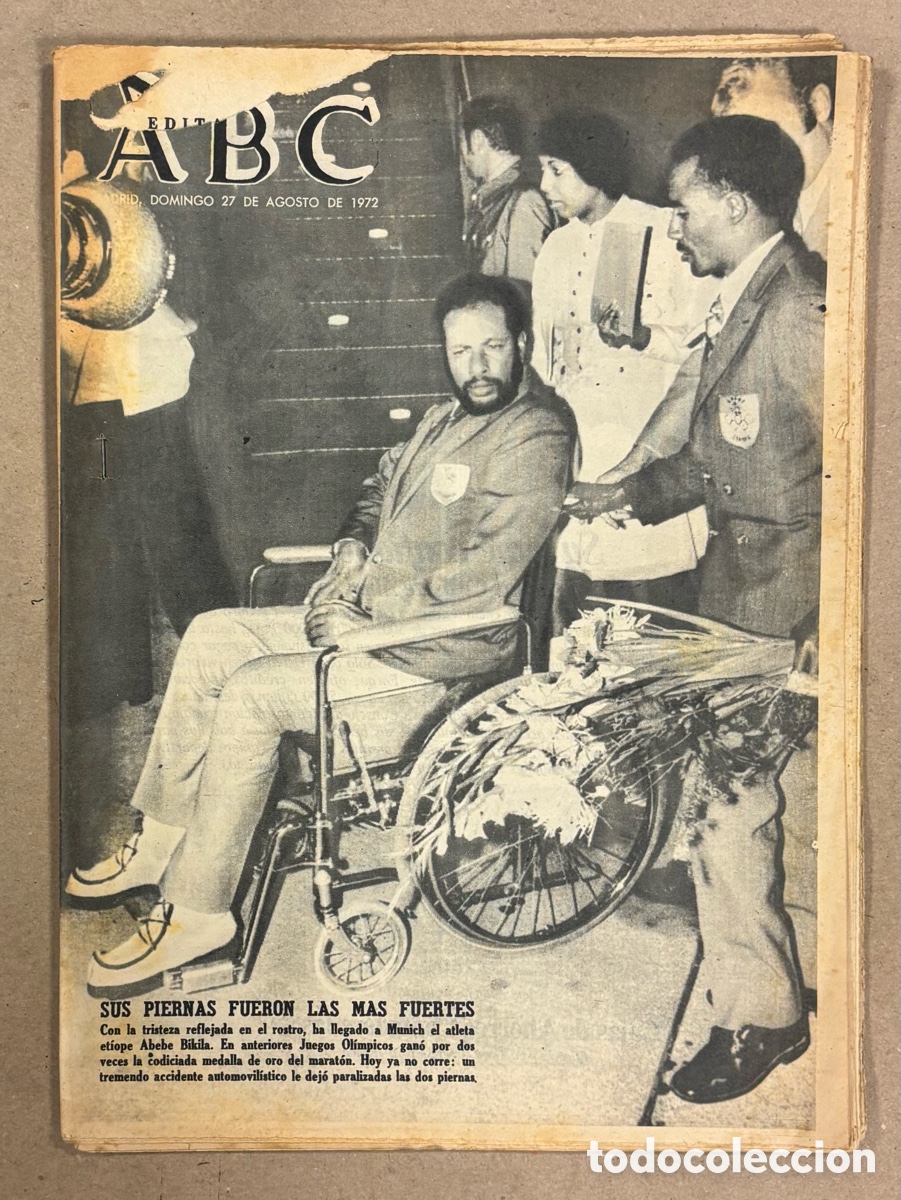 Coleccionismo de revistas y peri&oacute;dicos: ABC (27 DE AGOSTO DE 1972). ABEDE BIKILA EN LOS JUEGOS OL&Iacute;MPICOS DE M&Uacute;NICH &lsquo;72,&hellip;