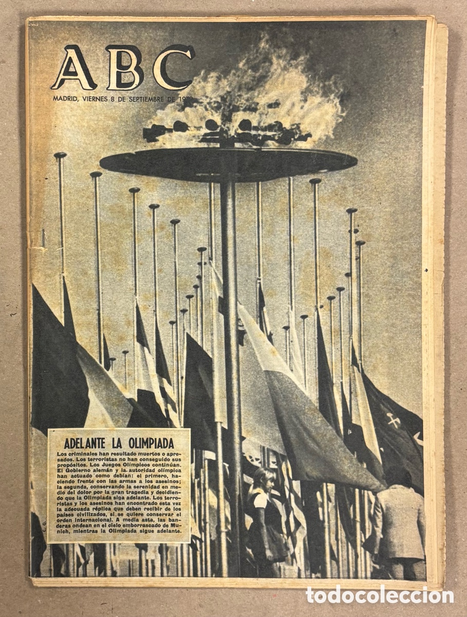 Coleccionismo de revistas y peri&oacute;dicos: ABC (27 DE AGOSTO DE 1972). JUEGOS OL&Iacute;MPICOS M&Uacute;NICH &lsquo;72 ATENTADO ISRAEL,&hellip;