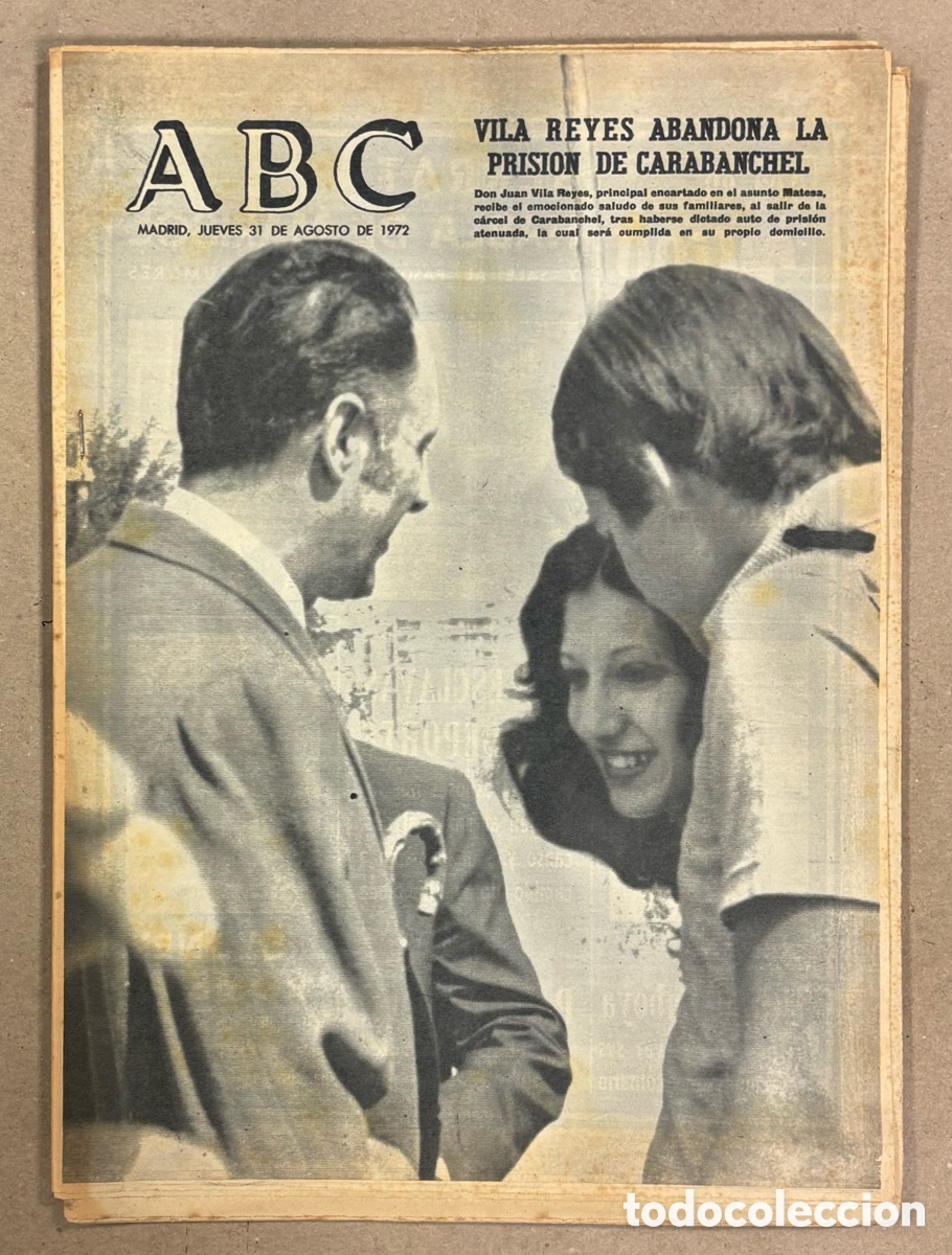 Coleccionismo de revistas y peri&oacute;dicos: ABC (31 DE AGOSTO DE 1972). JUAN VILA REYES ABANDONA LA PRISI&Oacute;N DE CARABANCHEL,&hellip;
