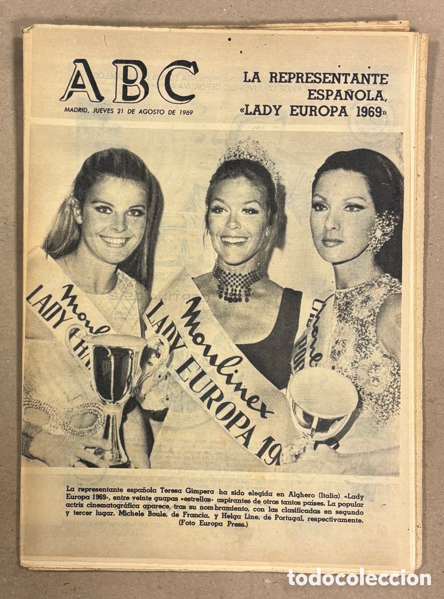 Coleccionismo de revistas y peri&oacute;dicos: ABC (21 DE AGOSTO DE 1969). LA REPRESENTANTE ESPA&Ntilde;OLA TERESA GIMPERA LADY EUROPA 1969,&hellip;