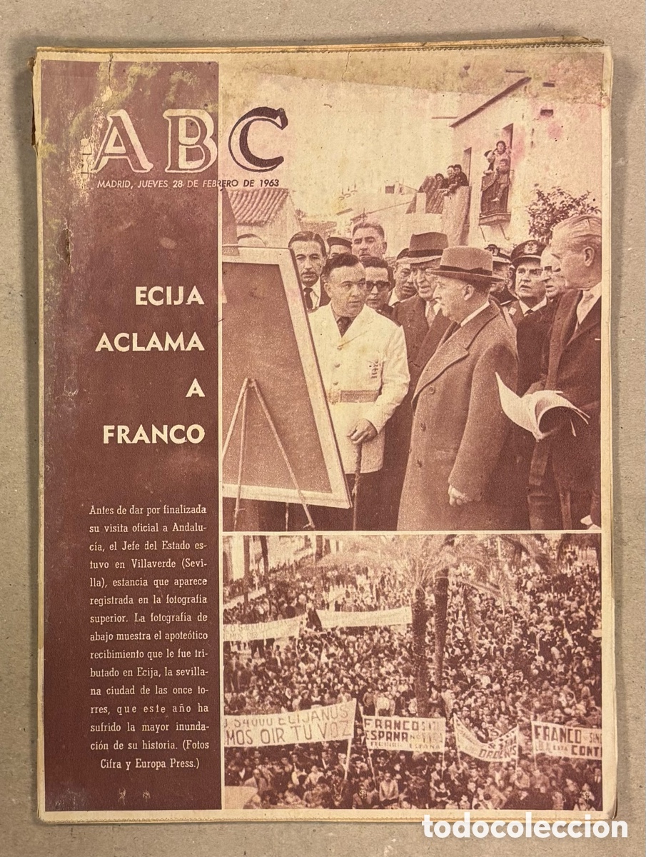 Coleccionismo de revistas y peri&oacute;dicos: ABC (28 DE FEBRERO DE 1963). &Eacute;CIJA ACLAMA A FRANCO,..