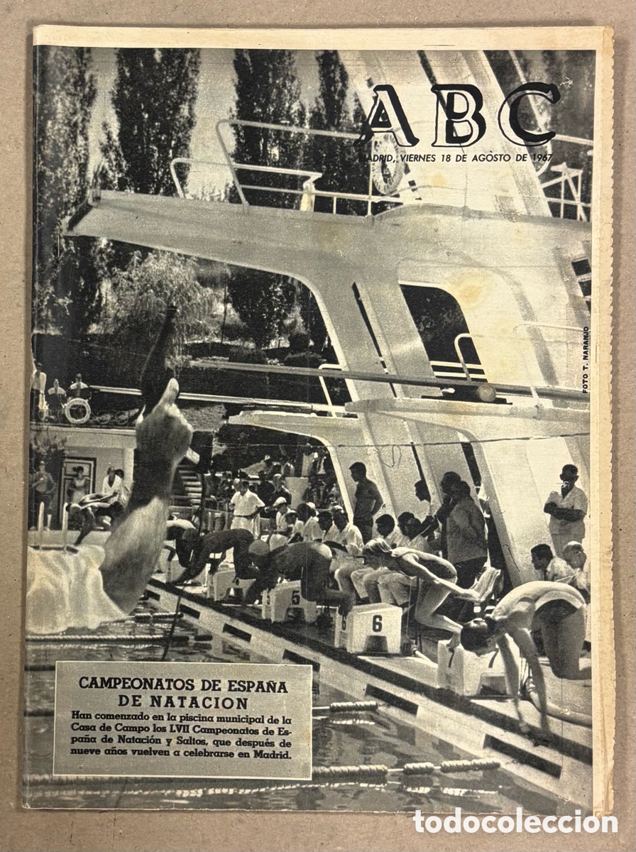 Coleccionismo de revistas y peri&oacute;dicos: ABC (19 AGOSTO 1967). CAMPEONATOS DE ESPA&Ntilde;A DE NATACI&Oacute;N EN PISCINA DE CASA DE CAMPO MADRID