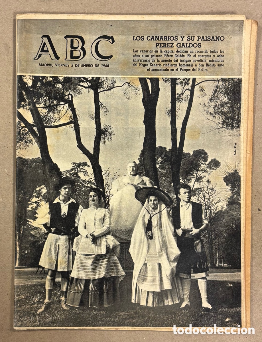 Coleccionismo de revistas y peri&oacute;dicos: ABC (5 DE ENERO DE 1968). LOS CANARIOS Y SU PAISANO P&Eacute;REZ GALD&Oacute;S,&hellip;