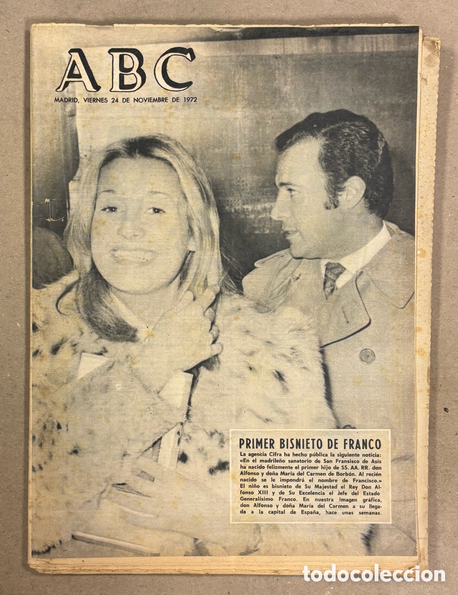 Coleccionismo de revistas y peri&oacute;dicos: ABC (24 DE NOVIEMBRE DE 1962). PRIMER BISNIETO DE FRANCO FRANCISCO BORB&Oacute;N Y MART&Iacute;NEZ BORDI&Uacute;