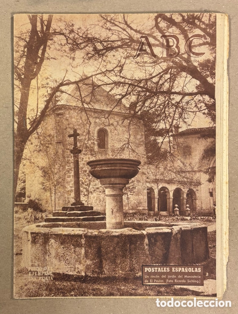 Coleccionismo de revistas y peri&oacute;dicos: ABC (7 DE AGOSTO DE 1954). JARD&Iacute;N DEL MONASTERIO DE EL PAULAR, PEDRO ROMERO GENIO TAURINO,&hellip;