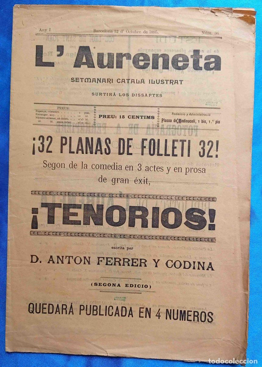 Collezionismo di Riviste e Giornali: L'AURENETA. SETMANARI CATAL&Agrave; ILUSTRAT. ANY I. N&Uacute;M. 36. OCTUBRE DE 1895