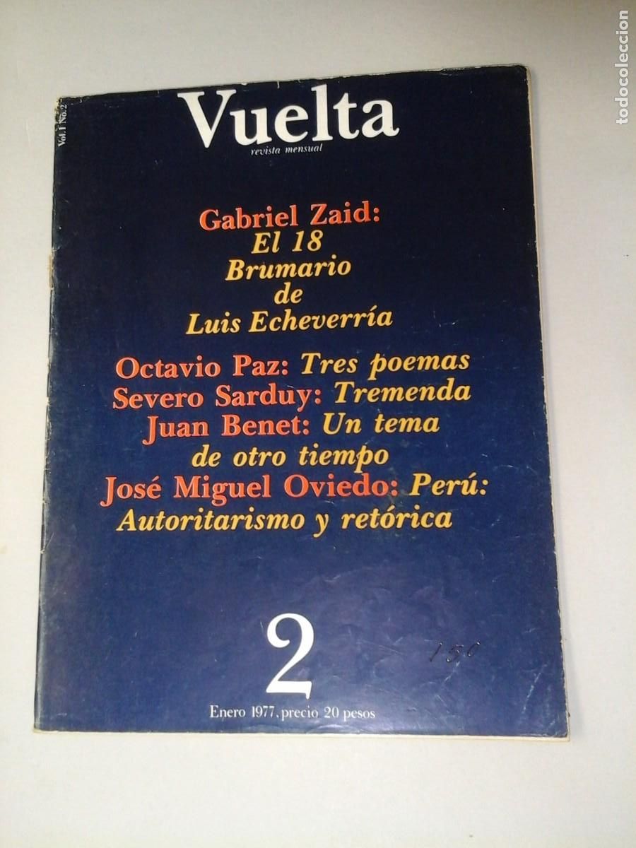 Coleccionismo de revistas y peri&oacute;dicos: REVISTA VUELTA. N&ordm; 2. 1977. DIRIGIDA POR OCTAVIO PAZ. M&Eacute;XICO. GABRIEL ZAID. JUAN BENET ... RARO