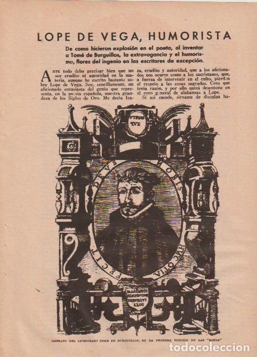 Coleccionismo de revistas y peri&oacute;dicos: Lope de Vega humorista / J. Men&eacute;ndez Ormasa - 1935