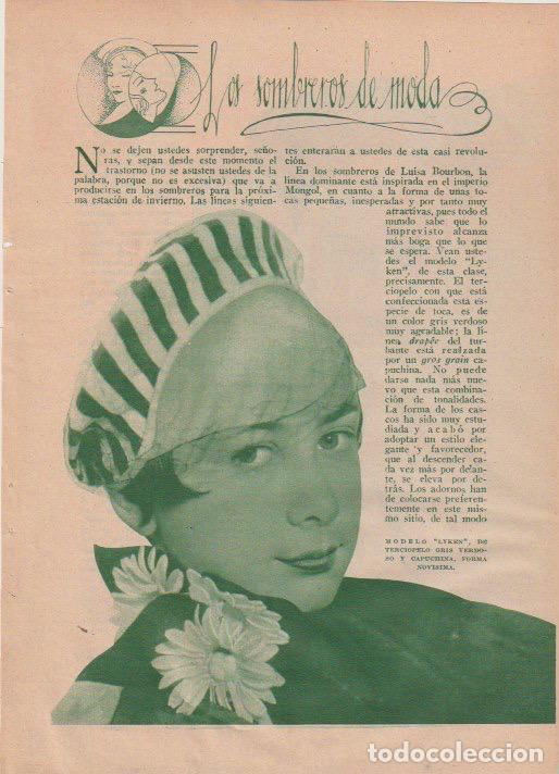 Coleccionismo de revistas y peri&oacute;dicos: * MODA FEMENINA * Sombrero Lyken, Rose Valois y Mad Rose - 1935