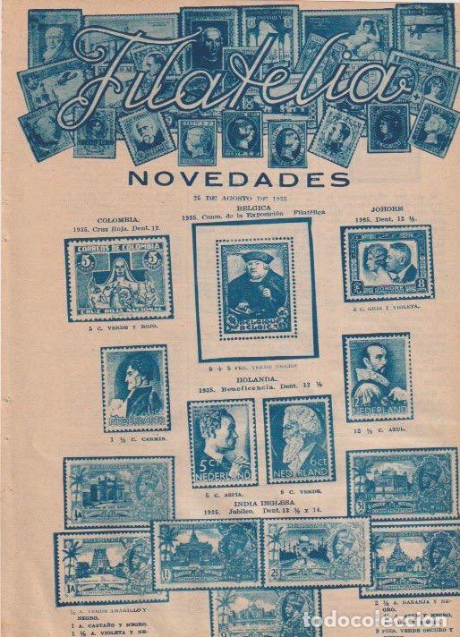 Coleccionismo de revistas y peri&oacute;dicos: * FILATELIA* Novedades B&eacute;lgica, Holanda; bolsa del sello; defectos plancha Espa&ntilde;a 1866 - 1935
