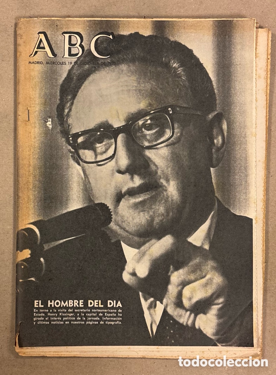 Coleccionismo de revistas y peri&oacute;dicos: ABC (19 DE DICIEMBRE DE 1973). VISITA KISSINGER A ESPA&Ntilde;A D&Iacute;AS ANTES ATENTADO CARRERO BLANCO,&hellip;