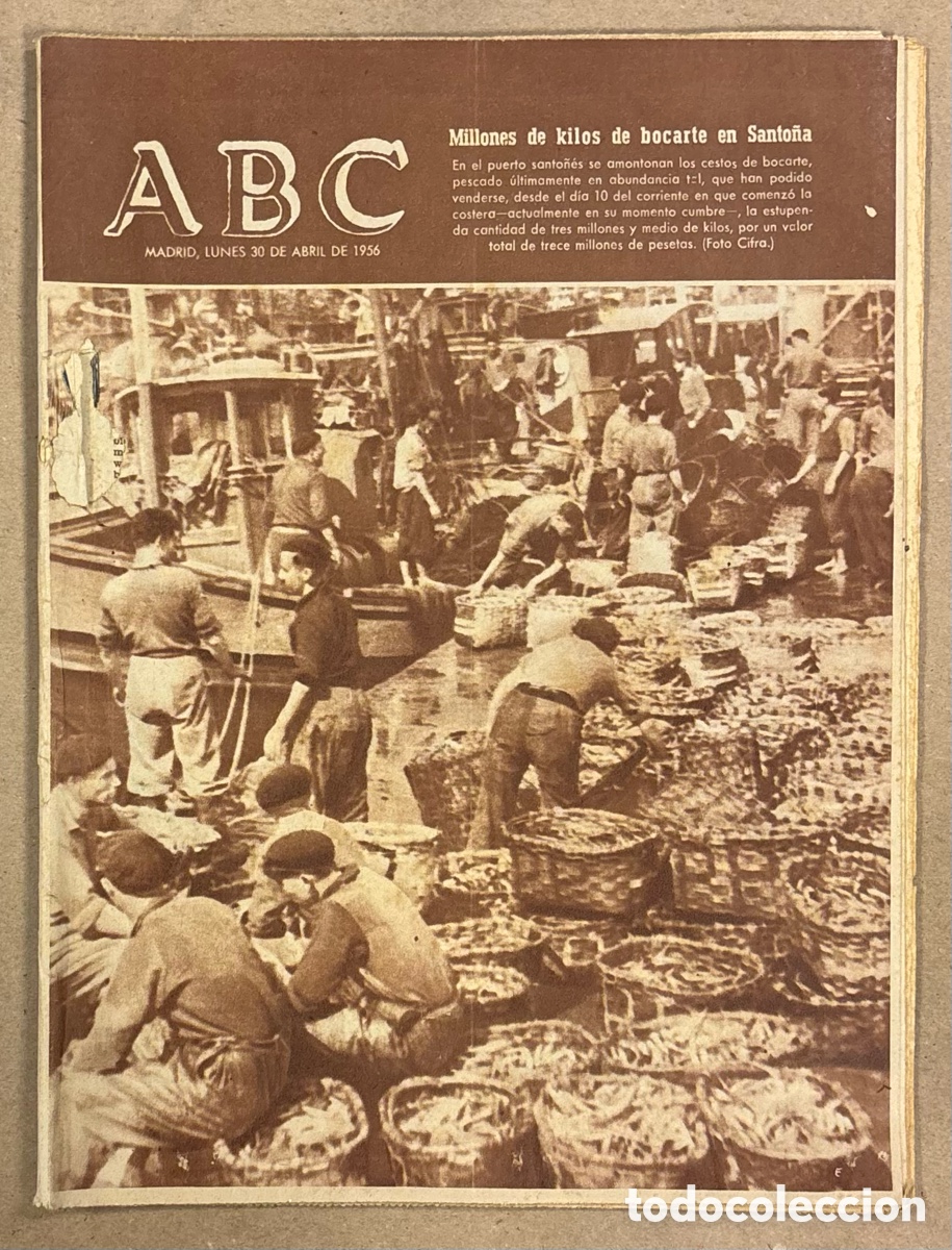 Collectionnisme de Revues et Journaux: ABC (30 DE ABRIL DE 1956). MILLONES DE KILOS DE BOCARTE EN SANTO&Ntilde;A,&hellip;