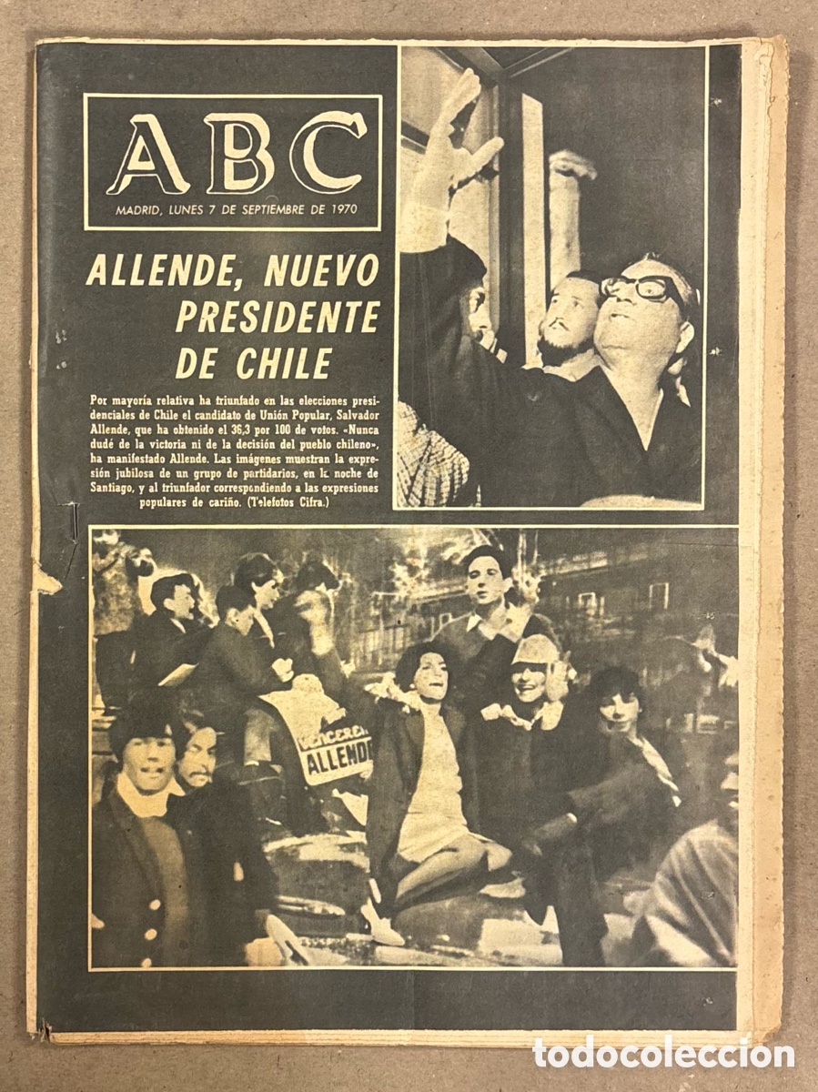 Coleccionismo de revistas y peri&oacute;dicos: ABC (7 DE SEPTIEMBRE DE 1970). SALVADOR ALLENDE NUEVO PRESIDENTE DE CHILE,..