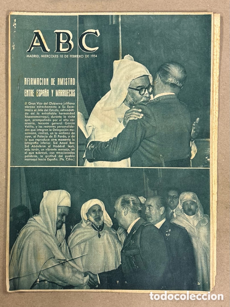 Coleccionismo de revistas y peri&oacute;dicos: ABC (10 DE FEBRERO DE 1954). AFIRMACI&Oacute;N DE AMISTAD ENTRE ESPA&Ntilde;A Y MARRUECOS,&hellip;