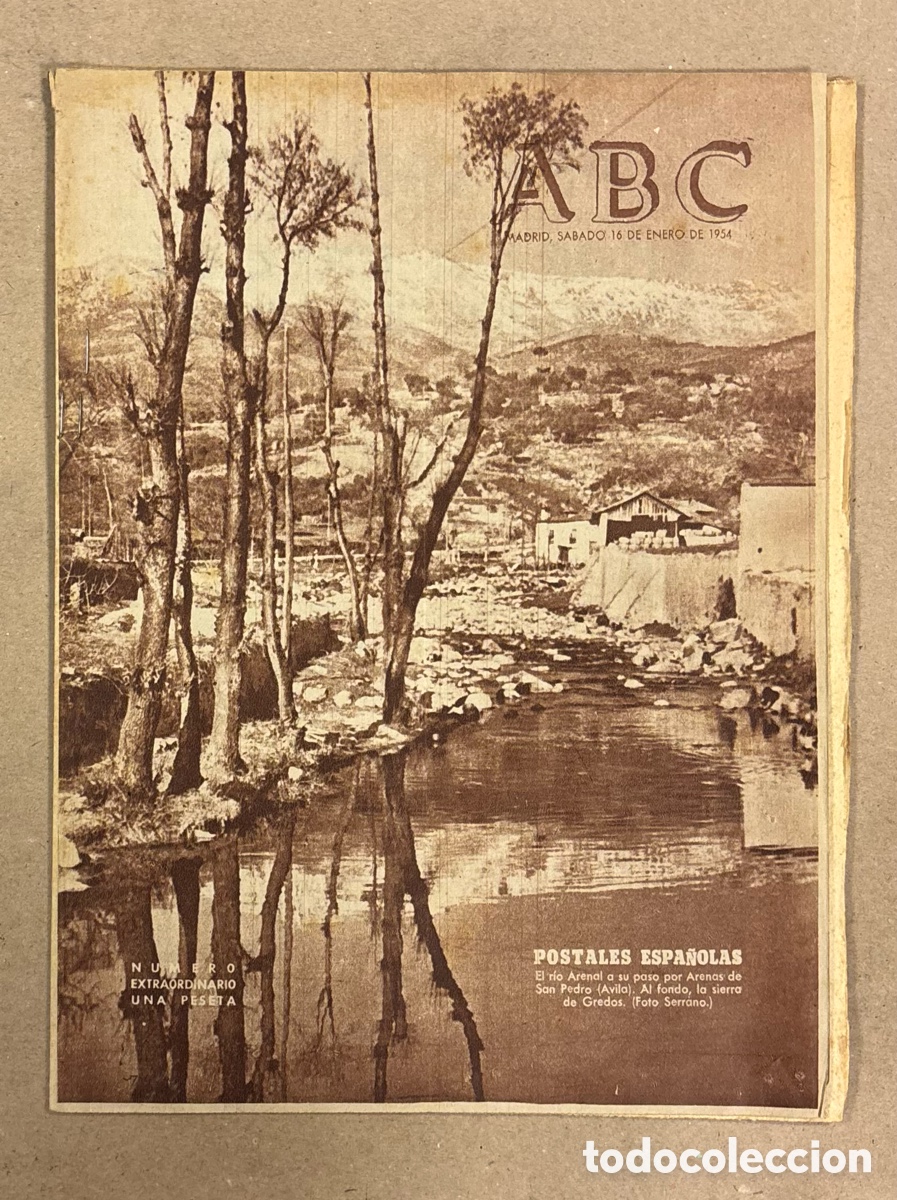 Coleccionismo de revistas y peri&oacute;dicos: ABC (18 ENERO 1954). EL R&Iacute;O ARENAL A SU PASO POR ARENAS DE SAN PEDRO (&Aacute;VILA) SIERRA DE GREDOS