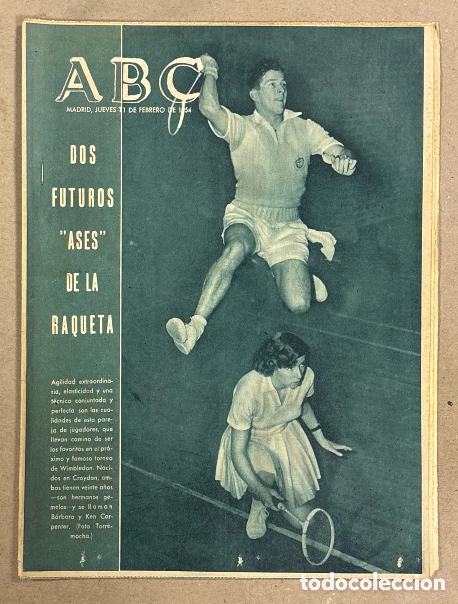 Coleccionismo de revistas y peri&oacute;dicos: ABC (11 DE FEBRERO DE 1954). 2 FUTUROS ASES DE LA RAQUETA LOS GEMELOS CARPENTER,,,