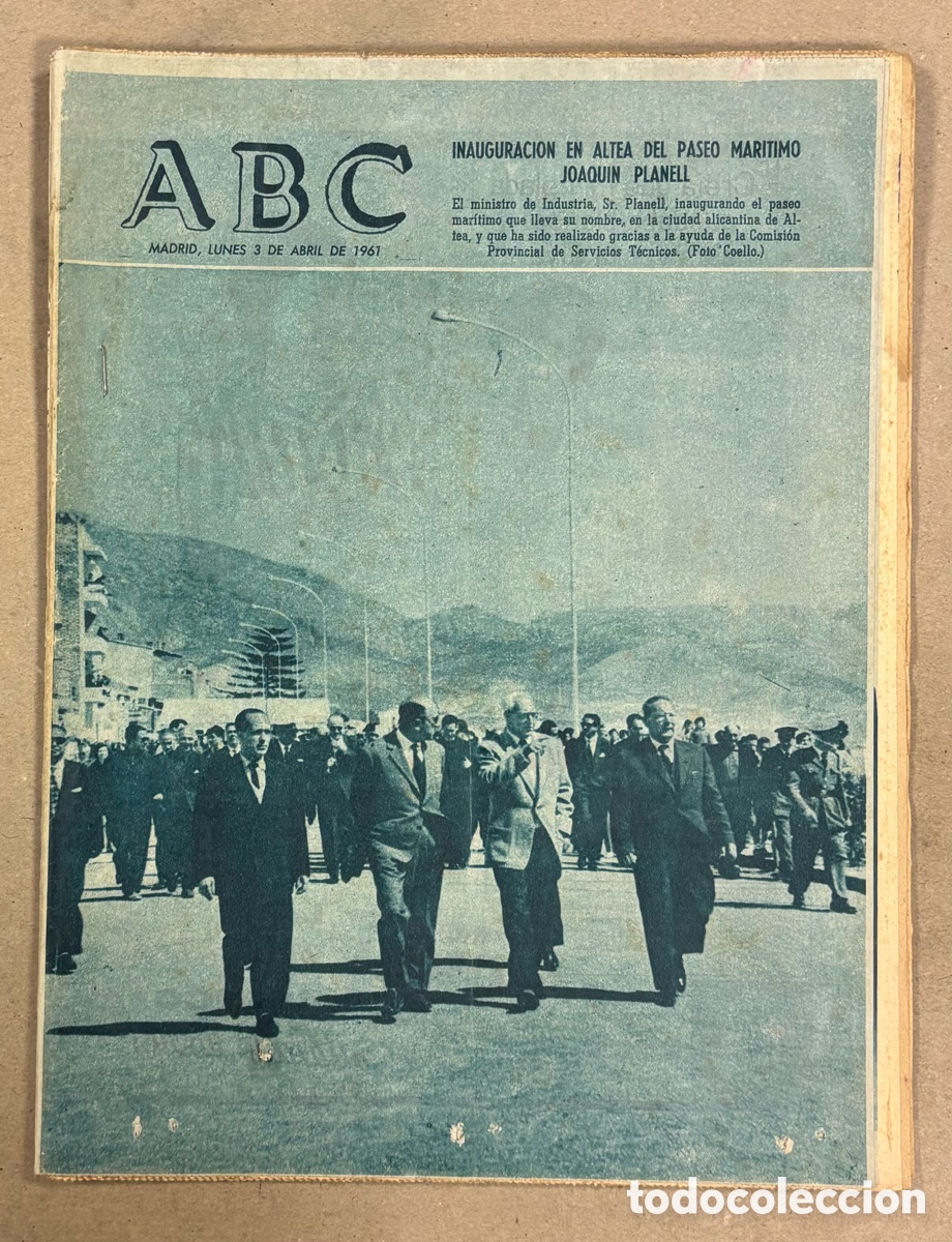 Coleccionismo de revistas y peri&oacute;dicos: ABC (3 DE ABRIL DE 1961). INAUGURACI&Oacute;N EN ALTEA DEL PASEO MAR&Iacute;TIMO JOAQU&Iacute;N PLANELL,&hellip;