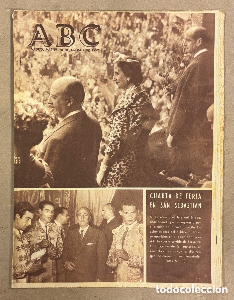 Coleccionismo de revistas y peri&oacute;dicos: ABC (18 DE AGOSTO DE 1959). EL CAUDILLO ACUDE A LA CUARTA FERIA DE SAN SEBASTI&Aacute;N,&hellip;