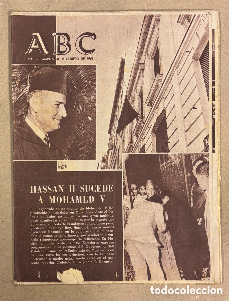 Coleccionismo de revistas y peri&oacute;dicos: ABC (28 DE FEBRERO DE 1961). HASSAN II SUCEDE A MOHAMMED V,&hellip;