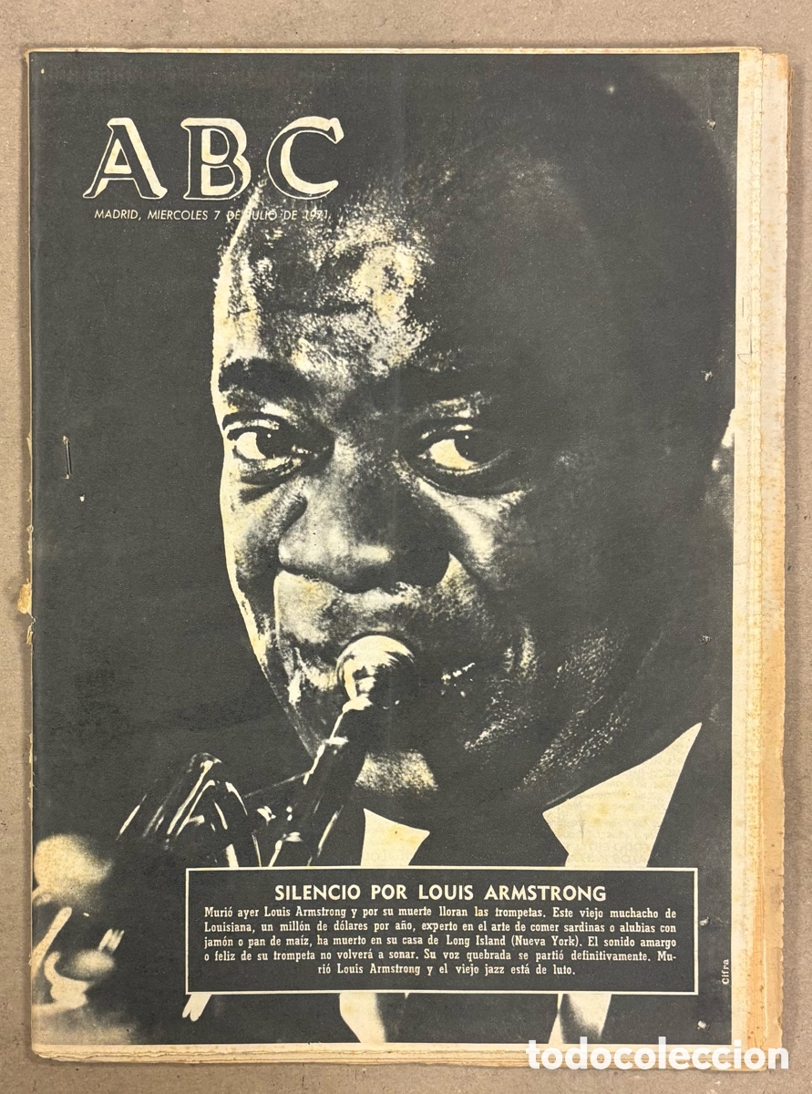 Coleccionismo de revistas y peri&oacute;dicos: ABC (7 DE JULIO DE 1974). HA FALLECIDO LOUIS ARMSTRONG,&hellip;