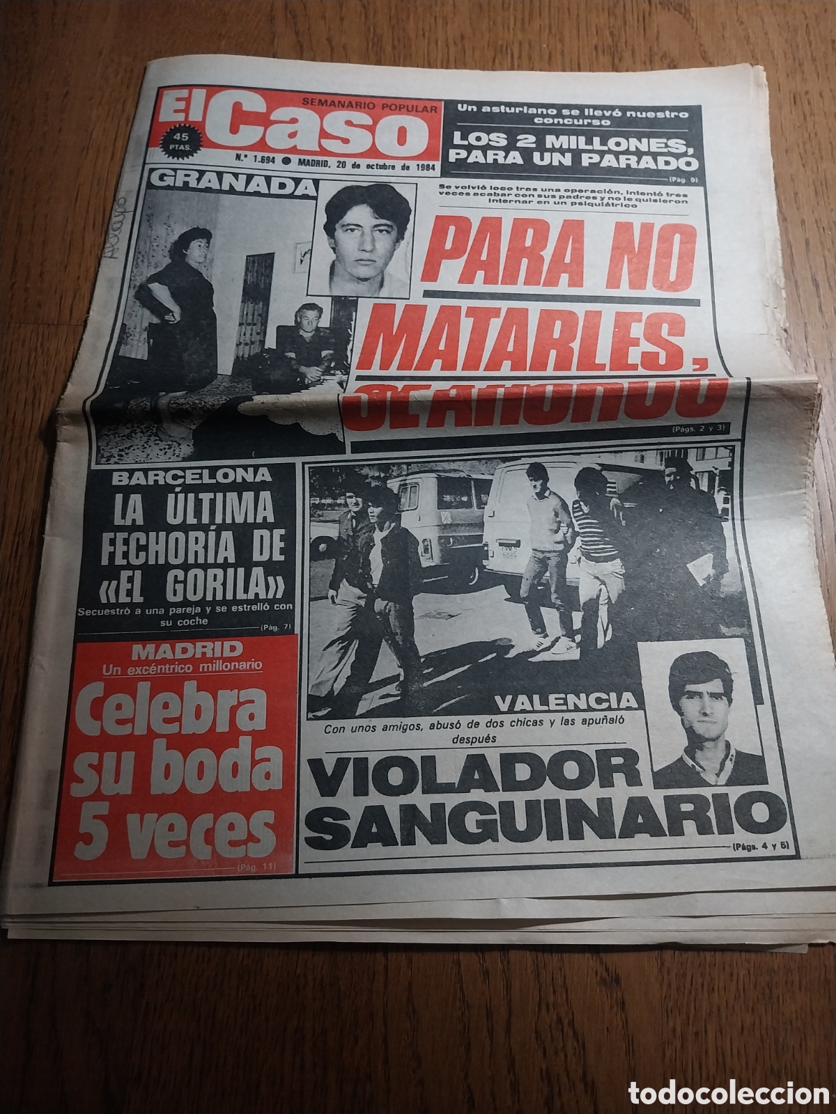 Coleccionismo de revistas y peri&oacute;dicos: EL CASO 1984 SUICIDIO EN ORGIVA. EL REY DE LAS GAFAS .JUAN PABLO II EN EL PILAR. 106 A&Ntilde;OS LA SOLANA