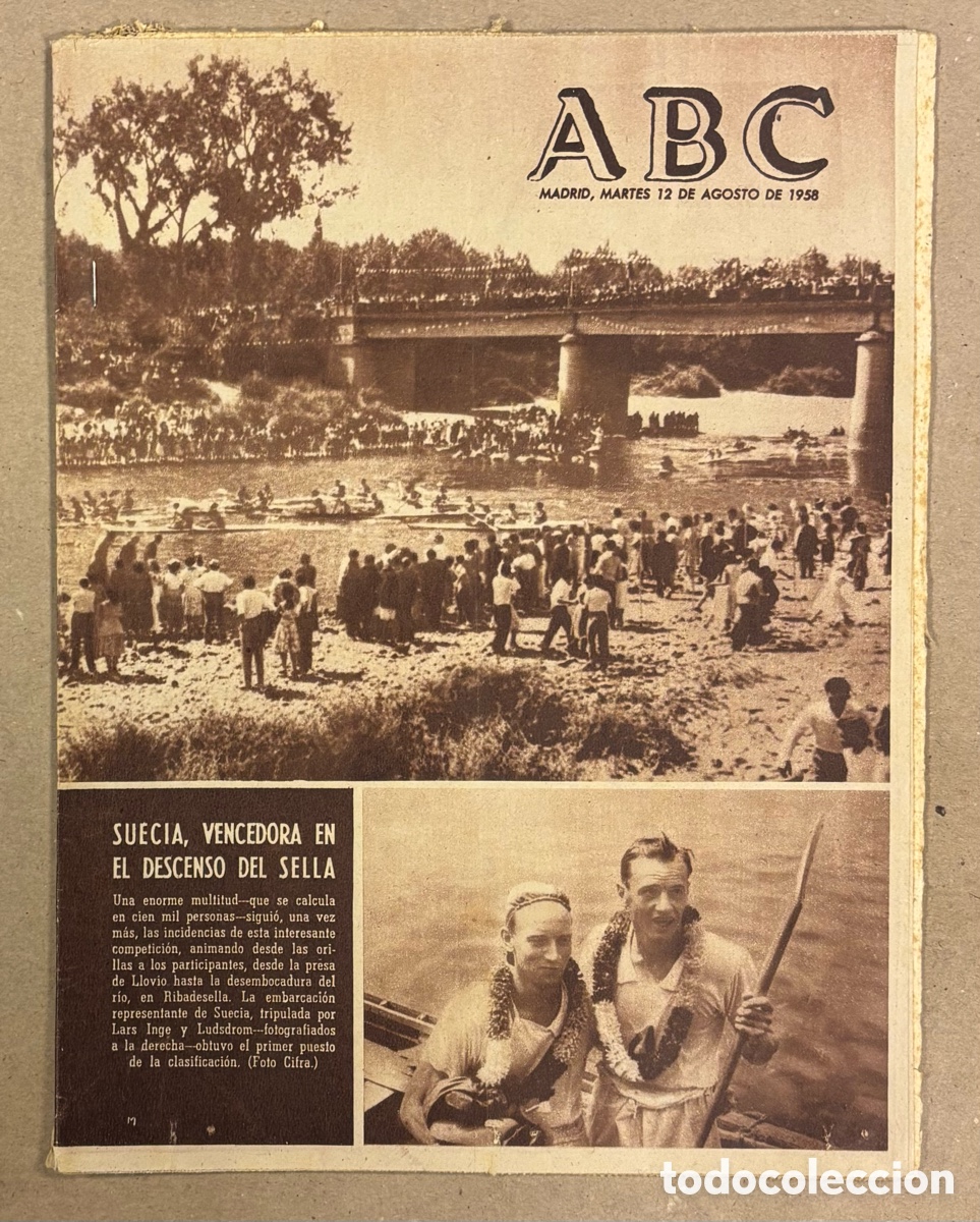 Coleccionismo de revistas y peri&oacute;dicos: ABC (12 DE AGOSTO DE 1958). SUECIA VENCEDORA DEL DESCENSO DEL SELLA,&hellip;