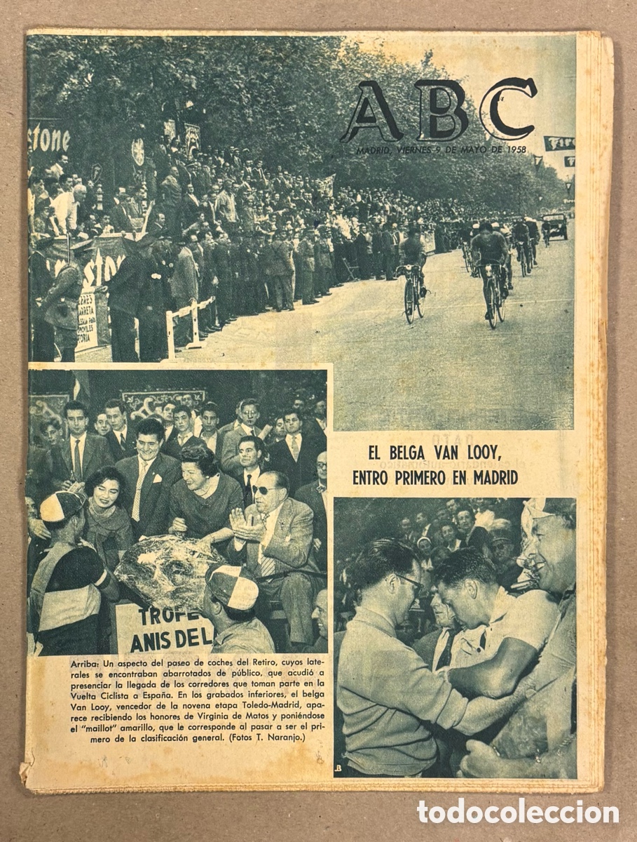 Coleccionismo de revistas y peri&oacute;dicos: ABC (9 DE MAYO DE 1958). VUELTA CICLISTA A ESPA&Ntilde;A: EL BELGA VAN LOOY GANA EN MADRID,&hellip;