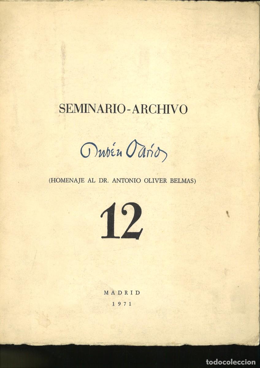 Coleccionismo de revistas y peri&oacute;dicos: SEMINARIO-ARCHIVO RUBEN DARIO. (HOMENAJE AL DR. ANTONIO OLIVER BELMAS)