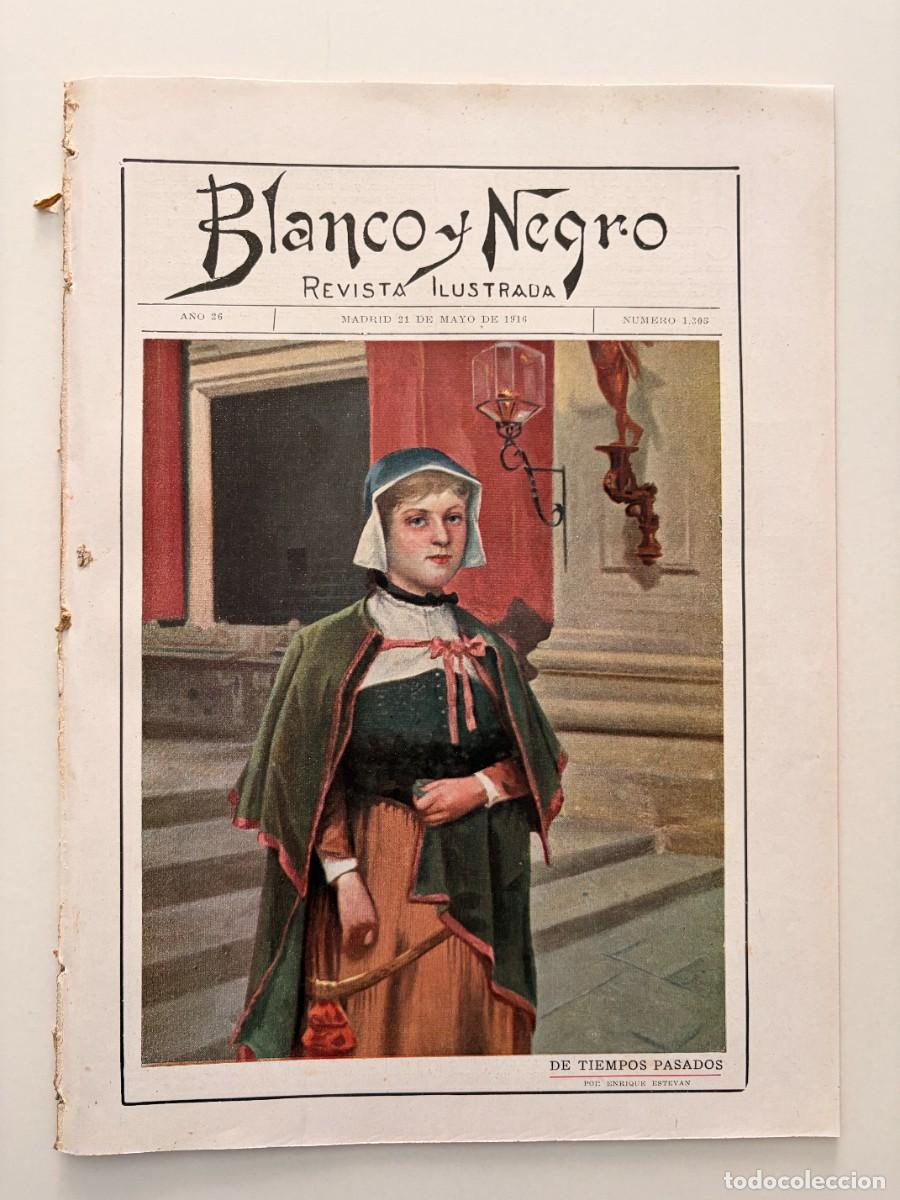 Coleccionismo de revistas y peri&oacute;dicos: BLANCO Y NEGRO. N&ordm; 1305. A&Ntilde;O 1916. HOMENAJE ALEM&Aacute;N A CERVANTES. CAMPEONATO MADRID PEDESTRE. LEER