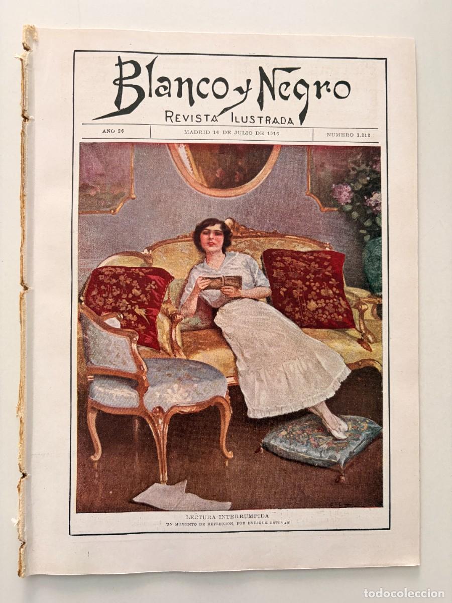 Coleccionismo de revistas y peri&oacute;dicos: BLANCO Y NEGRO. N&ordm; 1313. A&Ntilde;O 1916. LA FIESTA DE SAN FERM&Iacute;N (PAMPLONA). PUERTO DE ALICANTE. LEER