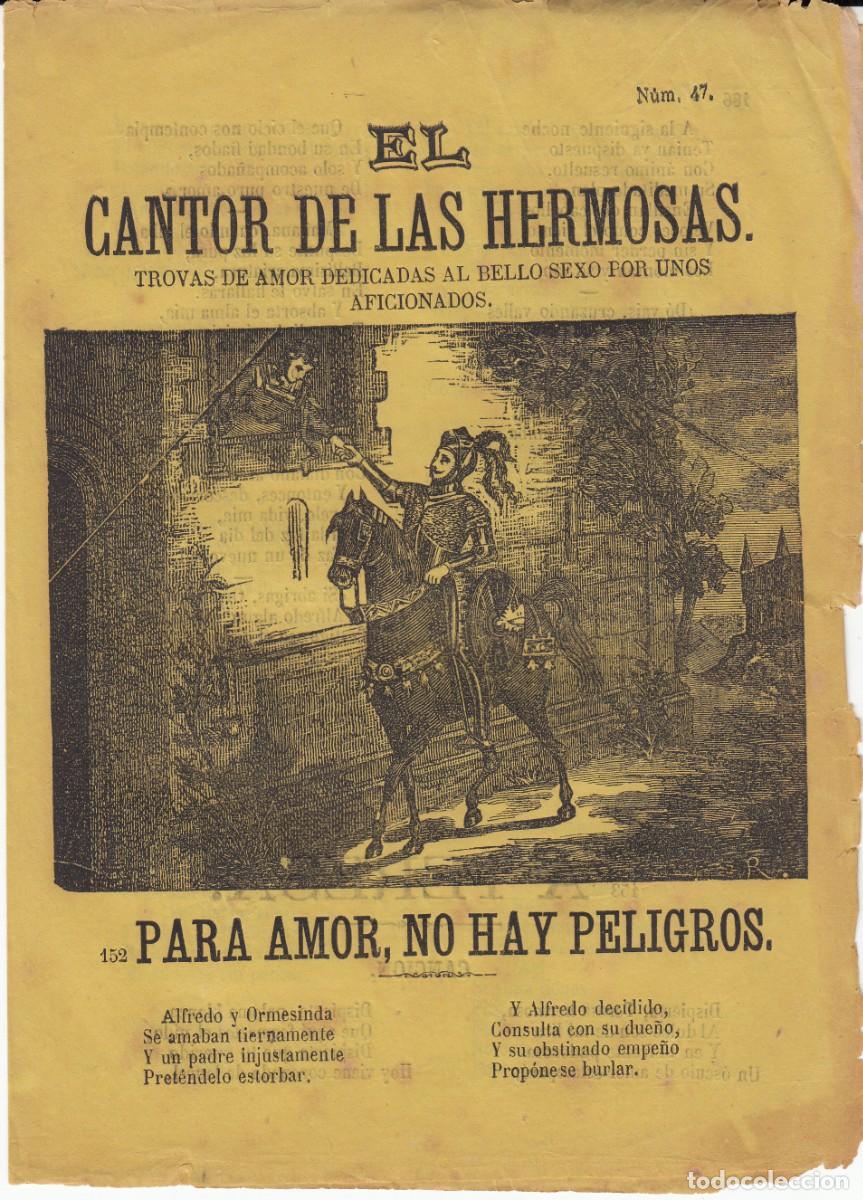 Coleccionismo de revistas y peri&oacute;dicos: PLIEGO DE CORDEL - ROMAN&Ccedil;OS - EL CANTOR DE LAS HERMOSAS - NUM. 47 - 1876