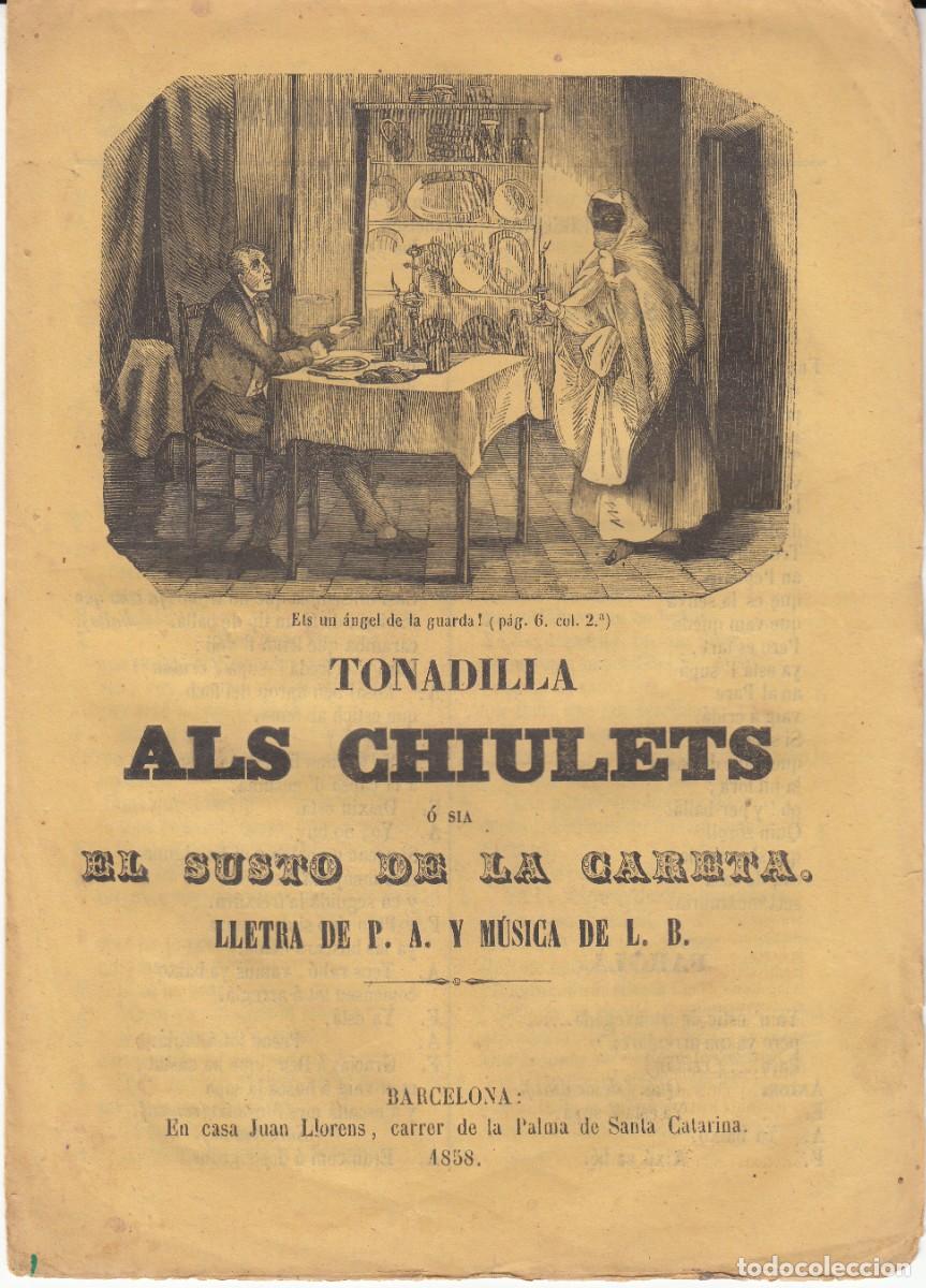 Coleccionismo de revistas y peri&oacute;dicos: PLIEGO DE CORDEL - ROMAN&Ccedil;OS - TONADILLA ALS CHIULETS - O EL SUSTO DE LA CARETA - 1858