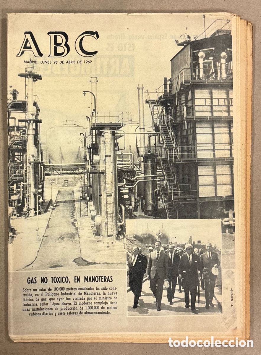 Coleccionismo de revistas y peri&oacute;dicos: ABC (24 DE ABRIL DE 1969). INAUGURACI&Oacute;N PLANTA DE GAS EN MANOTERAS (MADRID),&hellip;