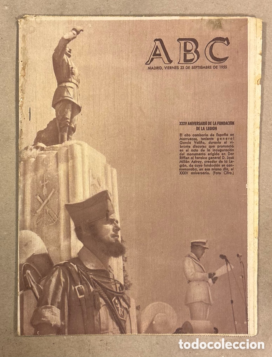 Coleccionismo de revistas y peri&oacute;dicos: ABC (23 DE SEPTIEMBRE DE 1955). XXXV ANIVERSARIO DE LA FUNDACI&Oacute;N DE LA LEGI&Oacute;N,&hellip;