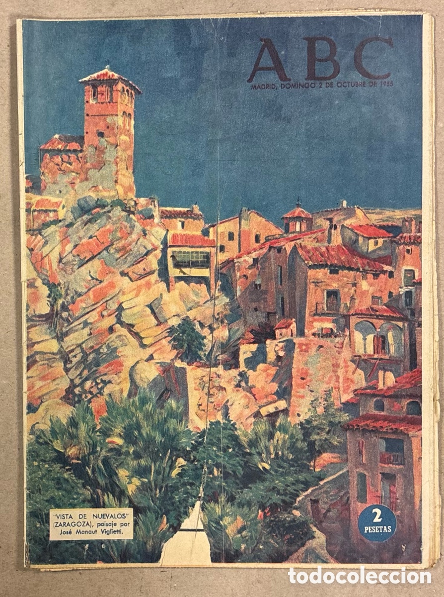 Coleccionismo de revistas y peri&oacute;dicos: ABC (23 DE SEPTIEMBRE DE 1955). VISTA DE NUEVALOS (ZARAGOZA) POR JOS&Eacute; MANAUT VIGLIETTI,&hellip;