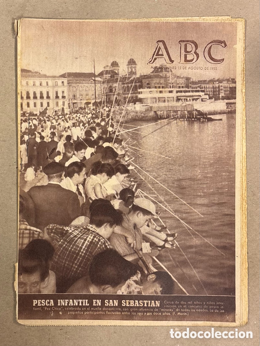 Coleccionismo de revistas y peri&oacute;dicos: ABC (15 DE AGOSTO DE 1955). CONCURSO PESCA INFANTIL EN SAN SEBASTI&Aacute;N,&hellip;