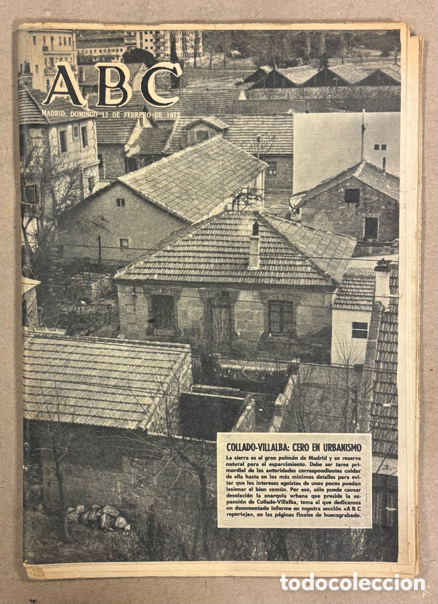 Coleccionismo de revistas y peri&oacute;dicos: ABC (13 DE FEBRERO DE 1972). COLLADO VILLALBA CERO EN URBANISMO, REAL MADRID CONTRA EL C&Oacute;RDOBA