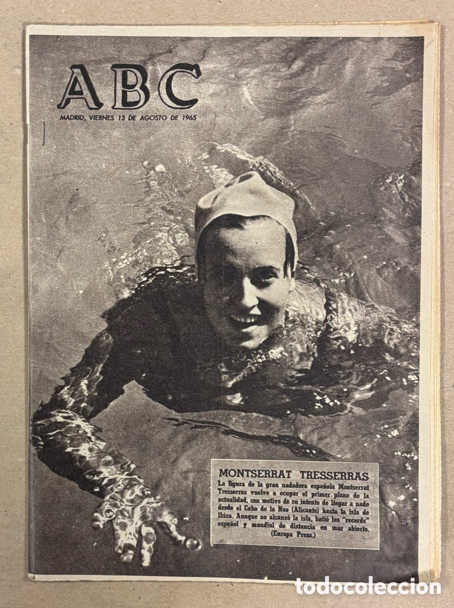 Coleccionismo de revistas y peri&oacute;dicos: ABC (13 DE AGOSTO DE 1965). NADADORA MONTSERRAT TRESSERRAS RETO ALICANTE - IBIZA,&hellip;