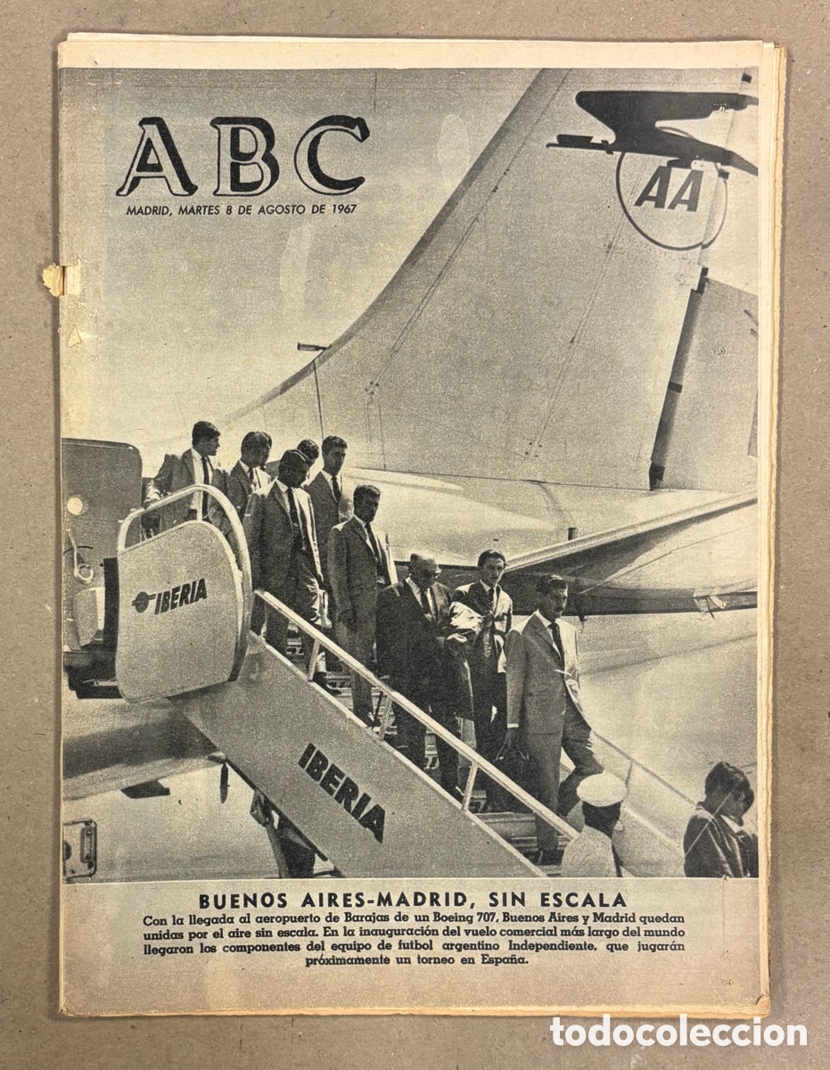 Coleccionismo de revistas y peri&oacute;dicos: ABC (8 DE AGOSTO DE 1967). ESTREN&Oacute; BUENOS AIRES - MADRID SIN ESCALA BOEING 707,&hellip;