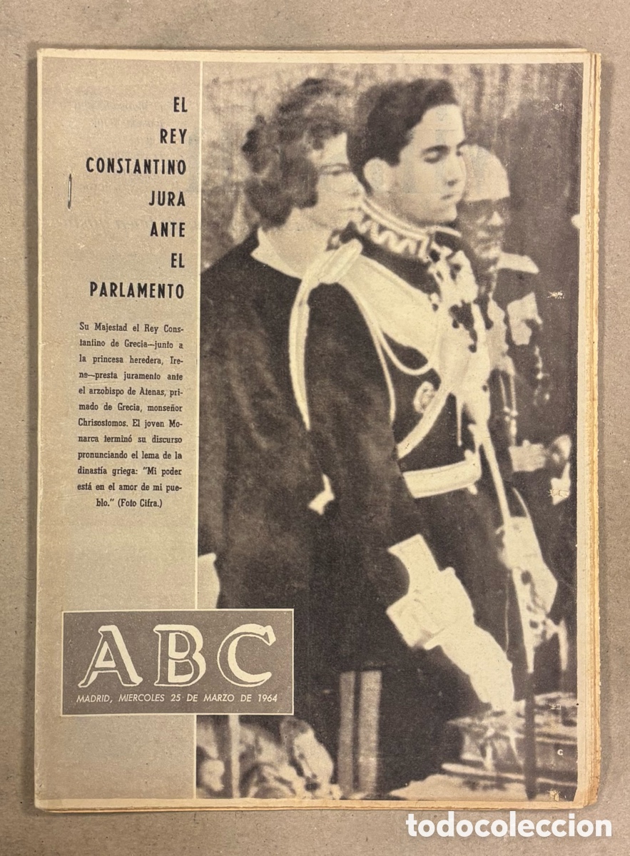 Coleccionismo de revistas y peri&oacute;dicos: ABC (25 DE MARZO DE 1964). EL REY CONSTANTINO JURA ANTE EL PARLAMENTO,&hellip;