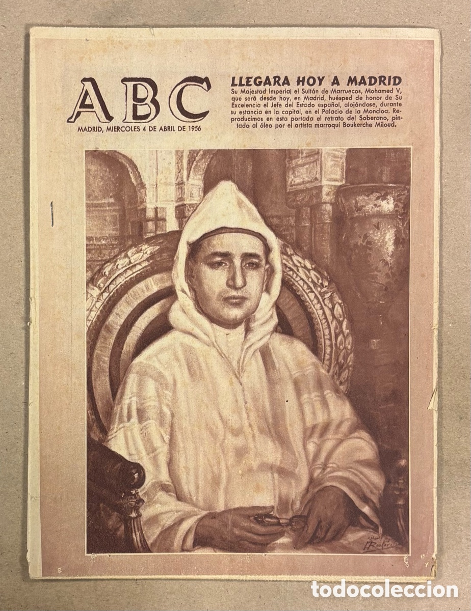 Coleccionismo de revistas y peri&oacute;dicos: ABC (4 DE ABRIL DE 1956). SU MAJESTAD IMPERIAL EL SULT&Aacute;N DE MARRUECOS MOHAMMED V EN MADRID