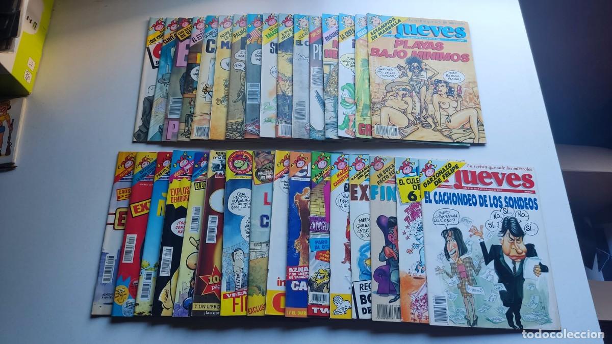 Coleccionismo de revistas y peri&oacute;dicos: EL JUEVES - Lote 32 revistas a&ntilde;os 90 - Todas identificadas y datadas - Incluye tiradas consecutivas