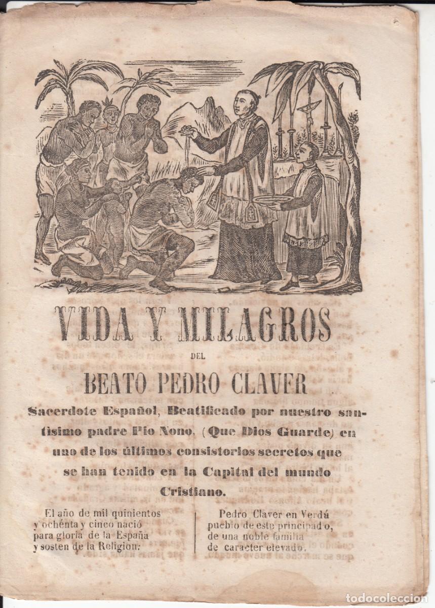 Coleccionismo de revistas y peri&oacute;dicos: PLIEGO DE CORDEL - ROMAN&Ccedil;OS - VIDA Y MILAGROS DEL BEATO PEDRO CLAVER