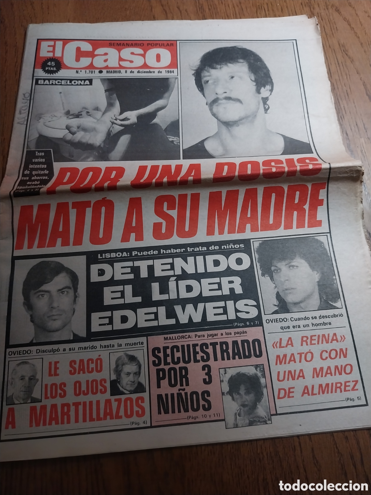 Coleccionismo de revistas y peri&oacute;dicos: EL CASO 1984 DETENIDO LIDER EDELWEIS. SECUESTRADO POR TRES NI&Ntilde;OS MALLORCA.CARRERA DE COJOS ZALLA VIZ